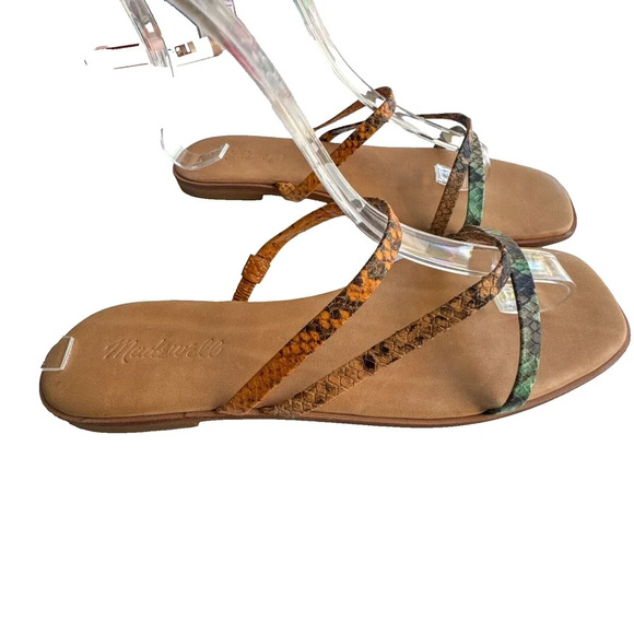 Madewell The Lyra Slide Sandal Snake Embossed Leather Straps Womens Size 8 - Picture 11 of 12